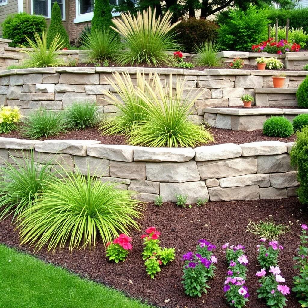 Tiered stone wall garden